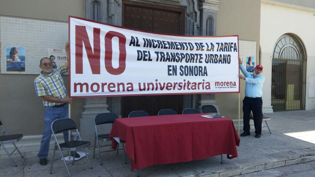 MORENA Universitaria se manifiesta en rechazo al incremento en tarifa de transporte