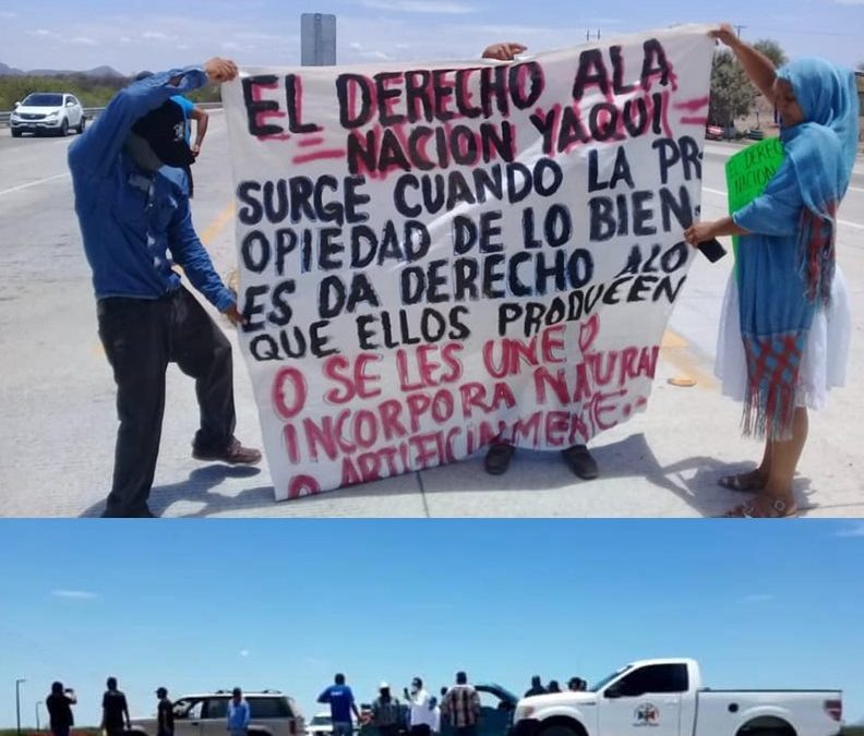 Yaquis bloquen carretera, protestan por Ramal Norte