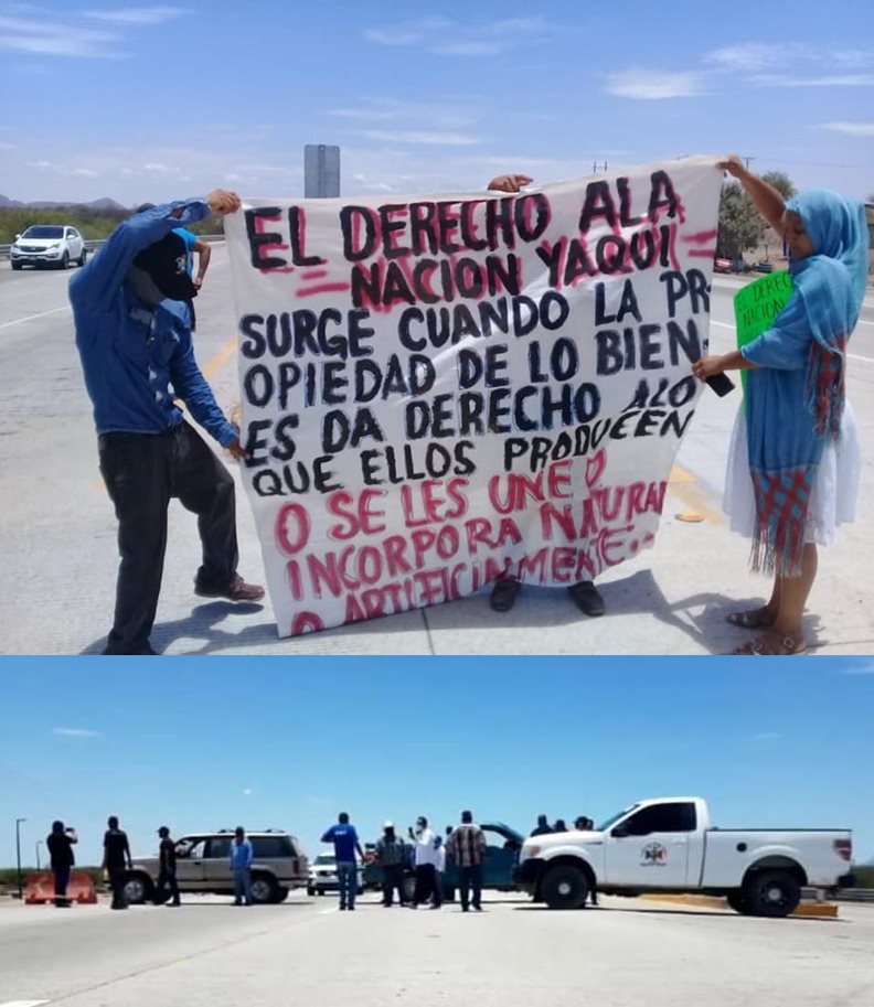 Yaquis bloquen carretera, protestan por Ramal Norte 107132407_2911659395727902_1060582757035490710_n
