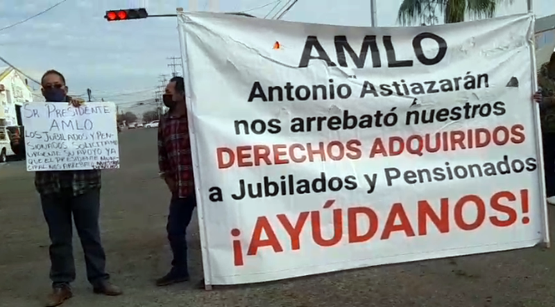 JUBILADOS DEL AYUNTAMIENTO CONTINÚAN ACCIONES DE PROTESTA EN HERMOSILLO