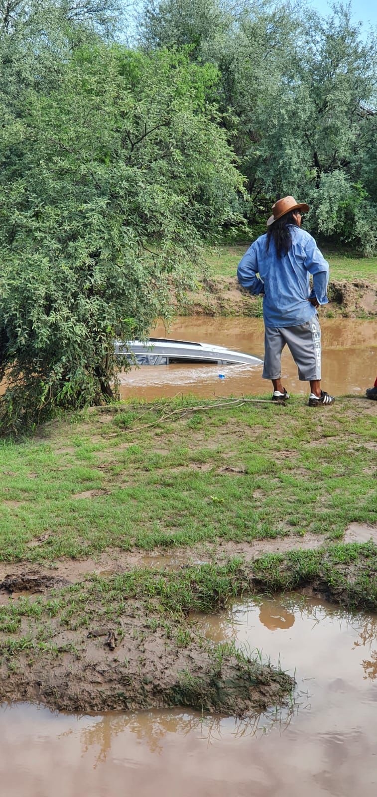 Arroyo arrastra auto con una familia dentro; equipos de emergencia trabajan en rescate g1