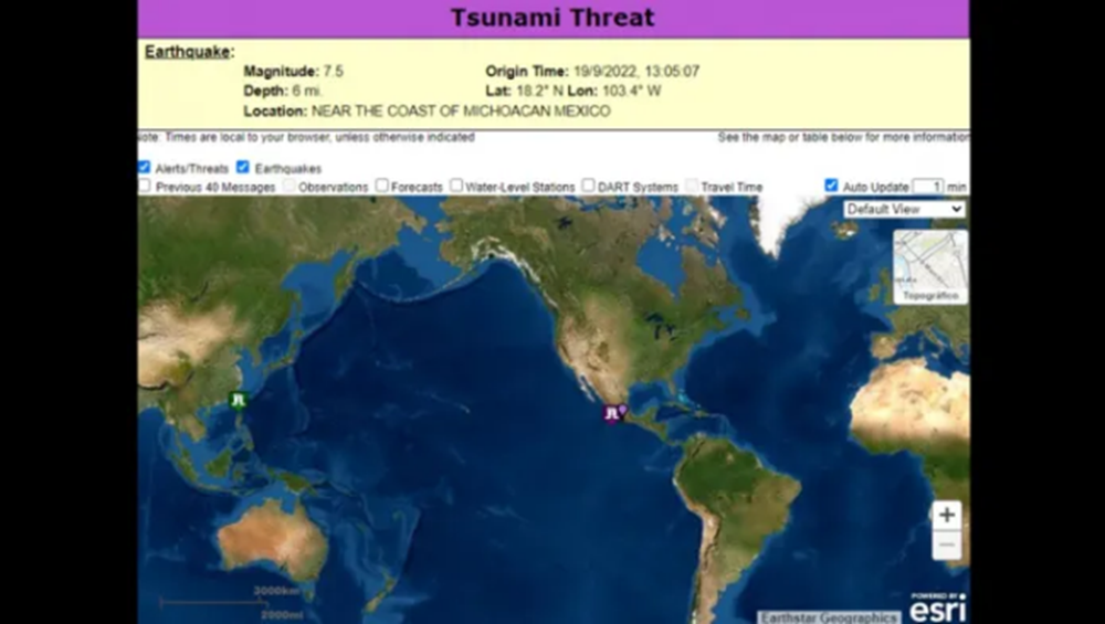 Amenaza de tsunami tras sismo de 7.4 grados en Michoacán: US Tsunami Warning Center