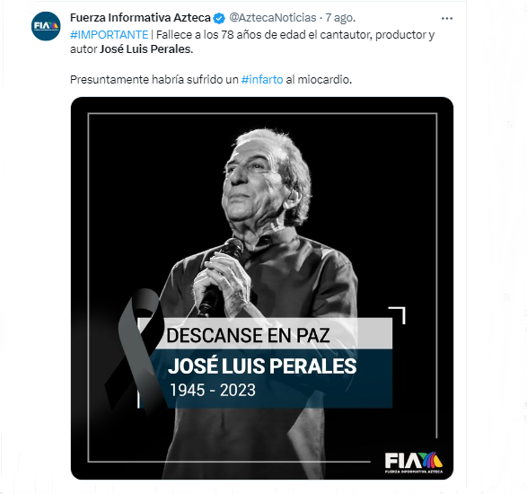 La falsa muerte de Perales advierte del peligro de las informaciones sin verificar