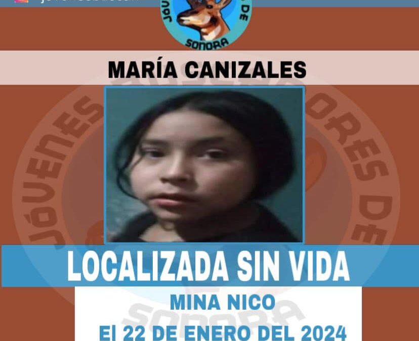 La niña María Canizales no alcanzó a llegar a la Alerta Amber en Sonora