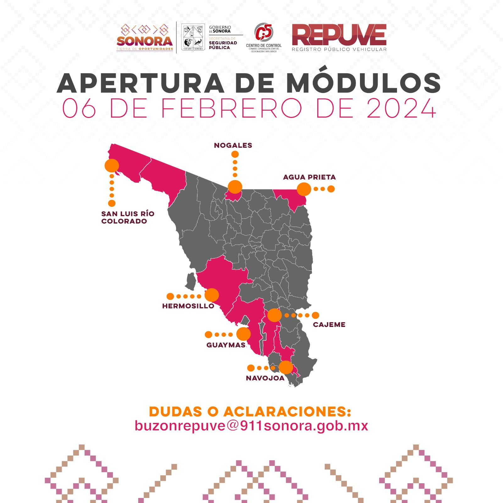 Módulos REPUVE abrirán el proximo 6 de febrero: SSP Repuve