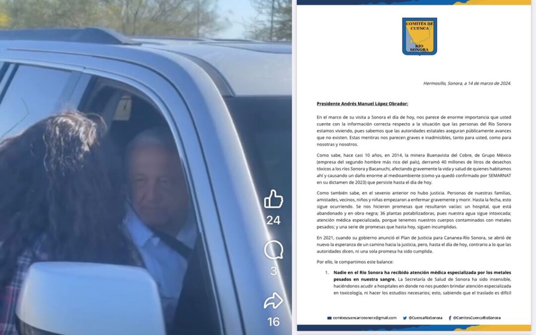 Carta de los Comités de Cuenca del Río Sonora a López Obrador