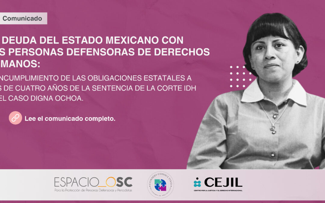 Incumplimiento de las obligaciones estatales a más de cuatro años de la Sentencia de la Corte IDH en el Caso Digna Ochoa