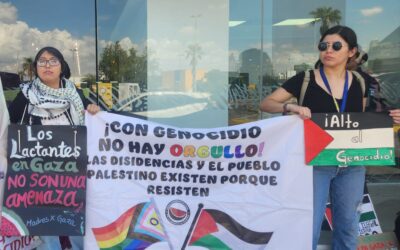 Mitin conferencia de prensa en Hermosillo Activistas pro Palestina en Relaciones Exteriores