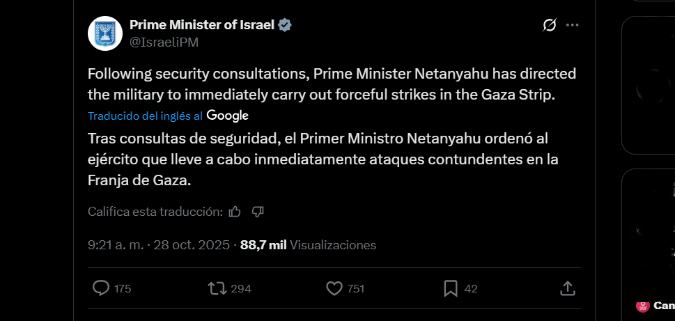 Netanyahu ordena atacar de nuevo a Gaza