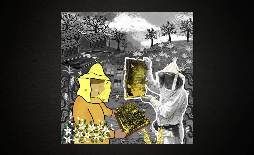 Close-up of a black paper texture background with spotlight.