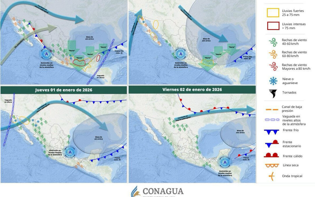 Ahora sí, hay vienen el frío: lluvias, fuertes vientos por el frente frío número 25